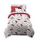 Franco Hello Kitty 7 Piece Full Bedding Set with Reversible Comforter, Sheets, Pillowcases & Shams + Hello Kitty Plush Cuddle Pillow Buddy