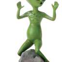 YTC Small Green Colored Alien Figurine Statue with Hands Up Escaping