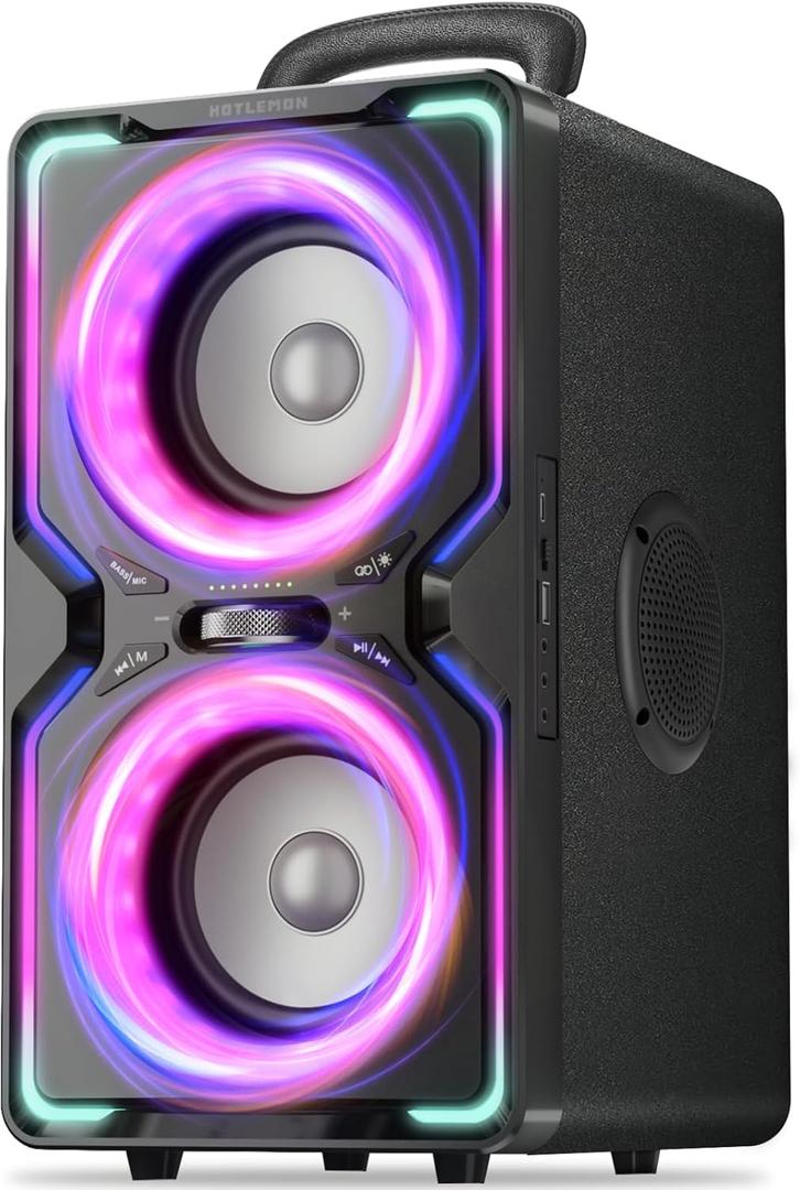 Hotlemon Large Bluetooth Speaker: 240W Peak Powerful Loud Sound with Deep Bass, 15H Playtime, Fast Charge, TWS, Portable Wireless Speakers for Outdoor, Party, Beach, Backyard, Home, Outside (Black)