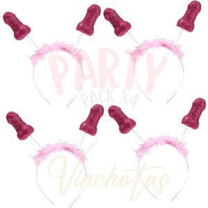 Set of 4 Funny Party Headbands for Bachelorette Party Night Out, Regular, Pink