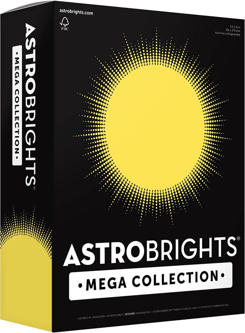 Astrobrights Mega Collection, Colored Paper, Punchy Pastel Lemon Twirl, 625 Sheets, 24 lb./89 gsm, 8.5" x 11" - MORE SHEETS! (91731)
