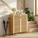 Shoe Cabinet with Doors Bamboo 5 Tiers Shoe Storage Cabinet for Entryway, 25 Pairs Wooden Shoe Cabinets, Modern Shoe Organizer Storage for Living Room, Bedroom, Hallway, Closet Nature