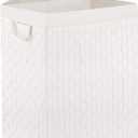 YOUDENOVA Handwoven Laundry Basket Hamper with Removable Bag and Lid, Collapsible Clothes Hamper with Handle, White