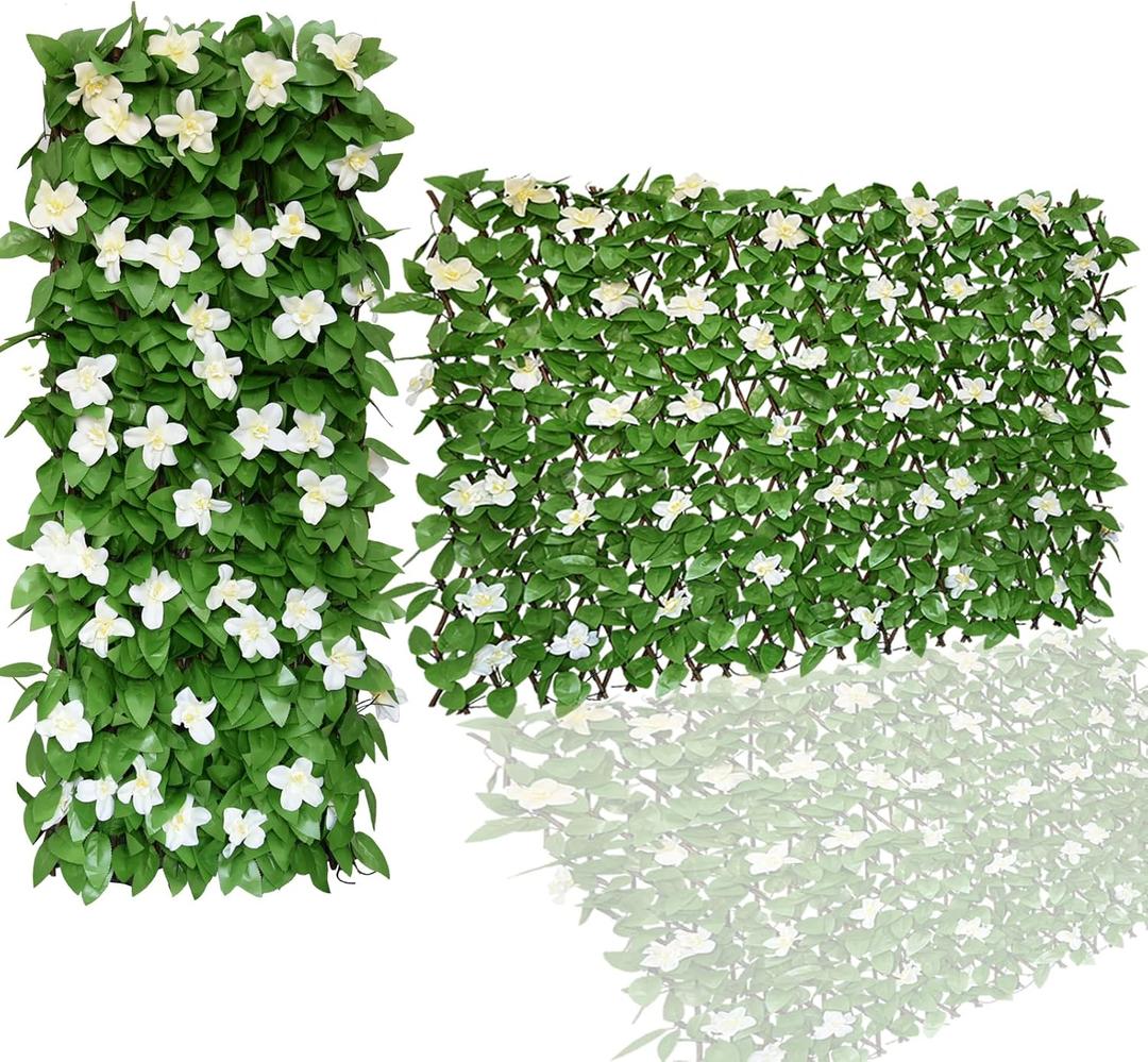 Expandable Fence Privacy Screen for Balcony Patio Outdoor,Decorative Faux Ivy Fencing Panel,Artificial Hedges (Single Sided Leaves)