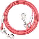 Dog Tie Out Cable - Chew Proof Steel Wire Lead - Tangle Free Chain for Pups - Leash with Interchangeable