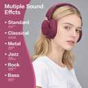 RORSOU B8 Bluetooth Headphones Over Ear, 6 EQ Music Modes and 50H Playtime Deep Bass Wireless Headphones with Mic, Lightweight Folding HiFi Stereo Headset for iPad/Travel/Tablet/PC/Home Red