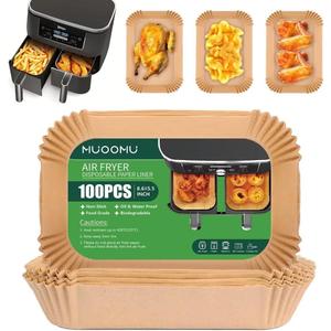 Air Fryer Disposable Paper Liners for Ninja Dual Airfryer Accessories, Non-Stick Parchment Rectangular for Baking, Oil Proof, Water Proof, for Microwave Oven (100PCS, 8.6in x 5.5in)