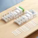 FRETONBA 2 Pack Cable Storage Organizer Box with 8 Compartments and 14 Wire Ties, Stackable Charger Organizer, Clear Cord organizer for Drawer, Adjustable Divider Cord Management Box