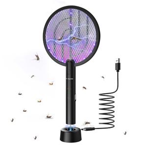 PALONE Electric Fly Swatter 4000V Bug Zapper Racket 2 in 1 Fly Swatter with 1200mAh Battery Rechargeable Mosquito Killer Lamp with 3 Layers Safety Mesh for Indoor and Outdoor