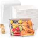 7x5 Inches Charcuterie Boxes with Clear Lids, 80 Pack Disposable Take Out Food Containers, Large Paper Bakery Cake Boxes for Strawberries, Cookies Cupcakes (White)