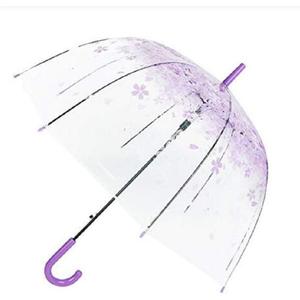 Transparent Bubble Umbrella Transparent Fashion Dome Automatic Handle Bird Cage Windproof Wedding Decoration Umbrella (Purple)