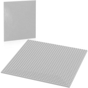 Pokiiulk Classic Gray Baseplates, 32x32 Studs Square Base Plates for Play or Display Bricks Creations, Compatible with Classic Legos, 10" x 10", Pack of 2, Perfect for City Streets, Castle, Mountains