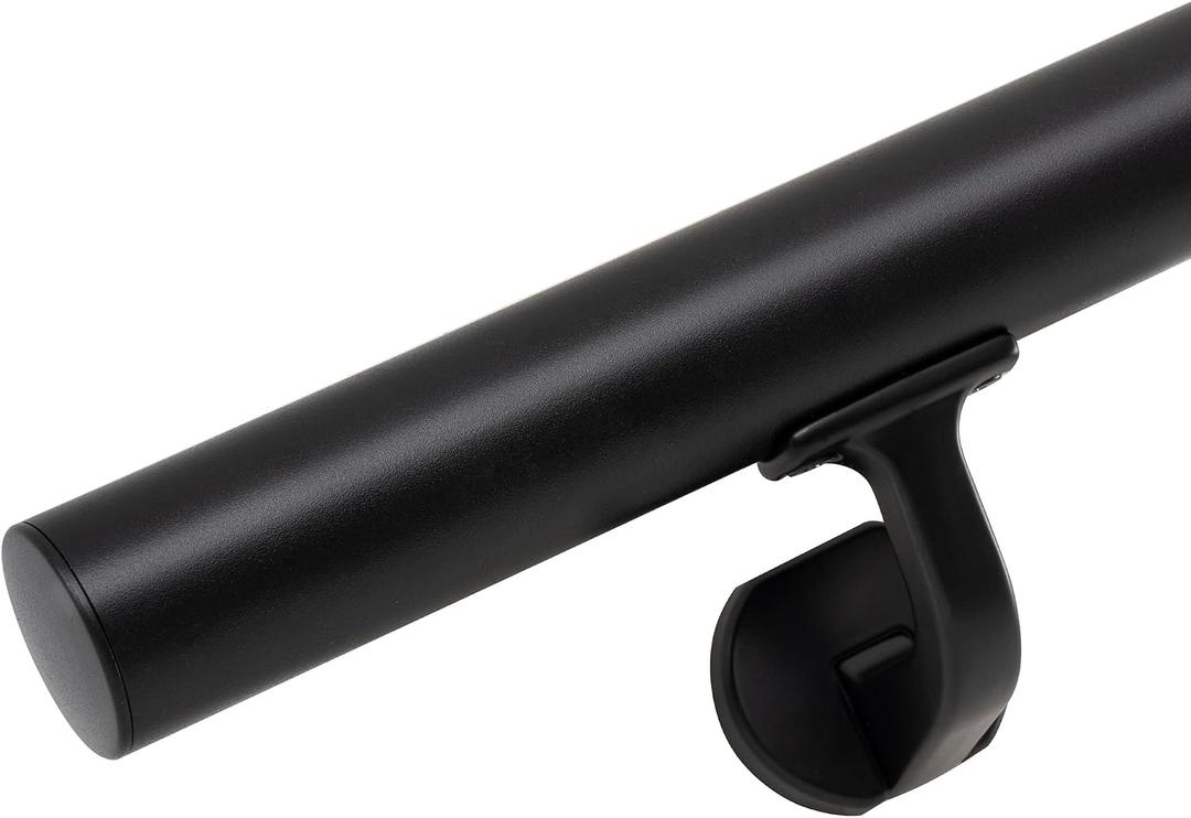 4FT Handrails for Indoor Stairs,Deck,Slope,Modern Aluminum Handrail Set, Wall Mounted, with Zink-Alloy Brackets Aluminium Railing System,Rust Free. (Matte Black, 4 FT)