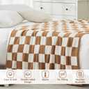WRENSONGE Fall Checkered Throw Blanket, Burnt Orange Soft Cozy Fluffy Warm Hand Made Throw Blankets for Couch, Sofa, Chair, Bed, Camping, Picnic, Travel Lightweight Bed Blanket - 50"*70"