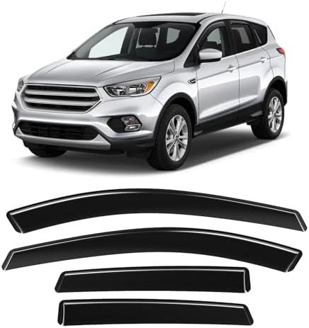 GEARMEISTER in-Channel Rain Guards Fit for Ford Escape 2020 2021 2022 2023 2024 2025 2026, Side Window Wind Sun Deflectors, Durable 2020-2026 Escape Window Rain Guards Black 4PCS