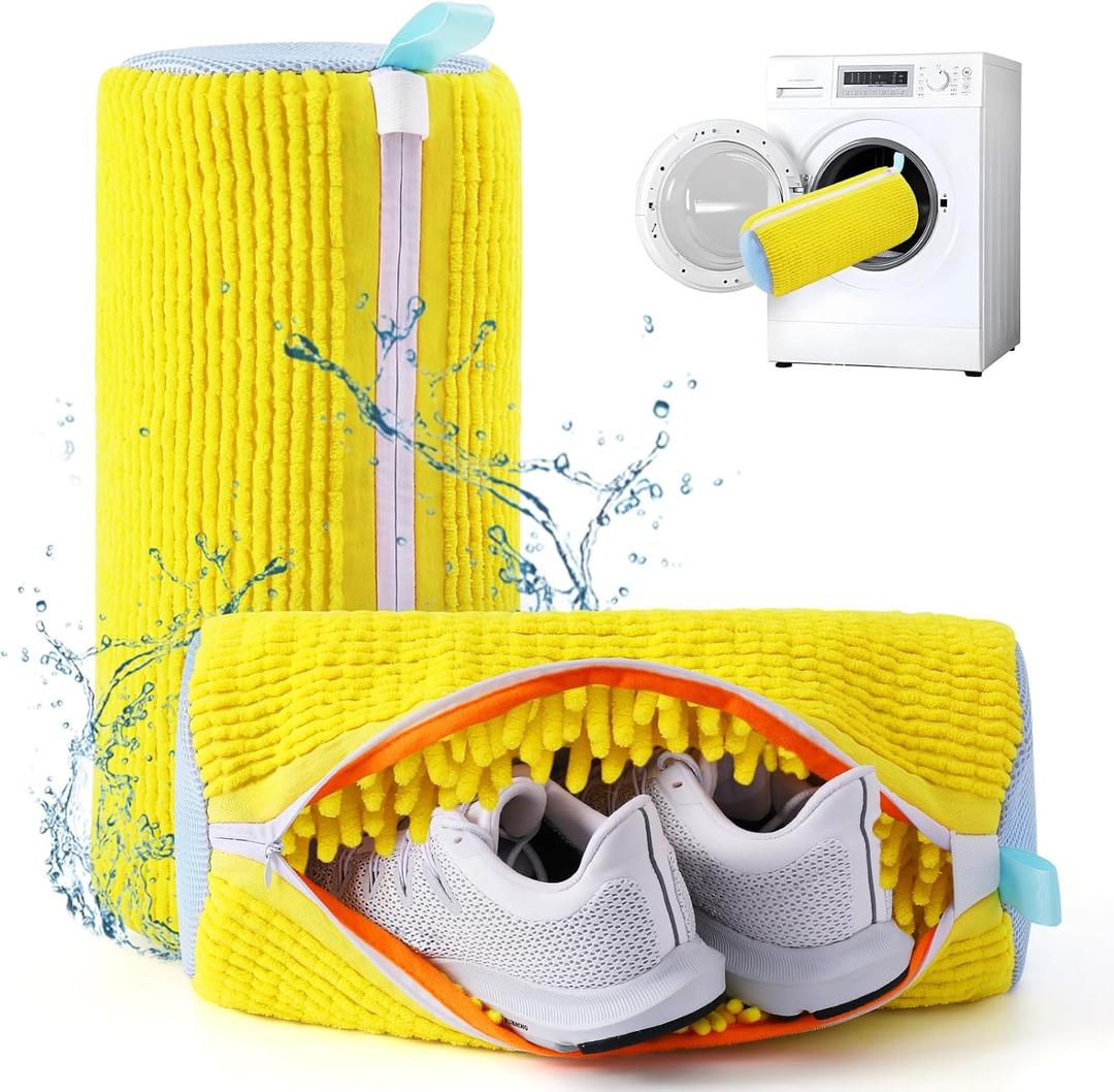 Shoe Washing Machine Bag,Shoe Laundry Bags for Sneakers, Reusable Shoe Cleaning Bag for All Shoe Sizes (Yellow)