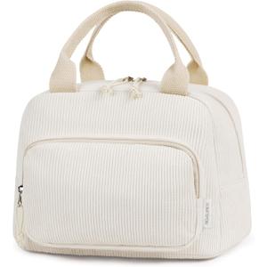 HOMESPON Lunch Bag for Women Men Adults with Front Pocket Cute Corduroy Insulated Lunch Tote Large Capacity Lunch Box Cooler Container for Work Picnic or Travel (Beige)