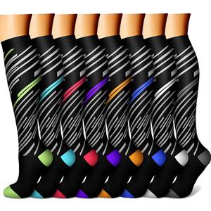 CHARMKING Compression Socks for Women & Men Circulation (8 Pairs) 15-20 mmHg is Best Support for Athletic Running,Cycling (Small-Medium, Orange/Red/Green/White/Blue)