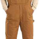 HISEA Insulated Bib Overalls for Men, Winter Water Resistant Duck Canvas Overall, Loose Fit Utility Workwear for Cold Weather (Large Tall, Brown)