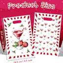 4 x 50Pcs Christmas Goody Gift Bag - ArianQicult Christmas Watercolor Plastic Snacks Party Favor Tote Bags with Handles Xmas Wrap Supplies for New Year Winter Holiday Goodie Gift Party Decoration Supplies