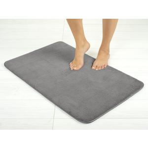American Soft Linen 21"x28" Fluffy Foamed Slip Reducer Bath Rug, Machine Washable Area Bath Mat Rugs for Bathroom, Gray