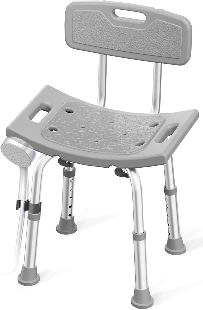 Shower Chair for Inside Shower with Removable Back, FSA/HSA Eligible 400 lbs Heavy Duty Bath Seat for Bathtub, Safety Bath Stool for Seniors and Disabled