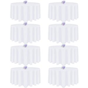 8 Pack White Round Tablecloth 90 Inch Round Table Cloth, Wrinkle Resistant and Washable Tablecloth Polyester Fabric Table Cloth Round Cover for Dining Wedding Banquet Party