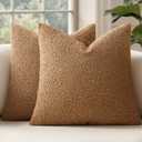 MIULEE 18x18 Inch Decorative Pillow Covers for Couch Bed Set of 2 Textured Boucle Neutral Throw Pillow Covers Brown Tobacco Accent Solid Vintage Pillowcases Sofa Living Room Home Decor