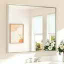 TETOTE Bathroom Mirror for Over Sink Brushed Nickel Beveled Frame 42" x 36" Rectangle Bathroom Vanity Wall Mirror, Tempered Glass, Stronger Frame, Modern Farmhouse Bedroom, Entryway, Living Room