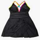 Women Plus Size One Piece Swimsuits Tummy Control Bathing Suit Sexy Cutout Neon Color Block Tie Knot 2026 Swim Dress, Medium