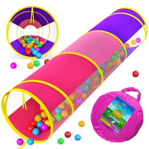 Playz 6ft. Play Tunnel for Girls, Boys, Babies, Kids and Toddlers with Zipper Storage Case for Indoor & Outdoor Use (Yellow, Pink, Purple)