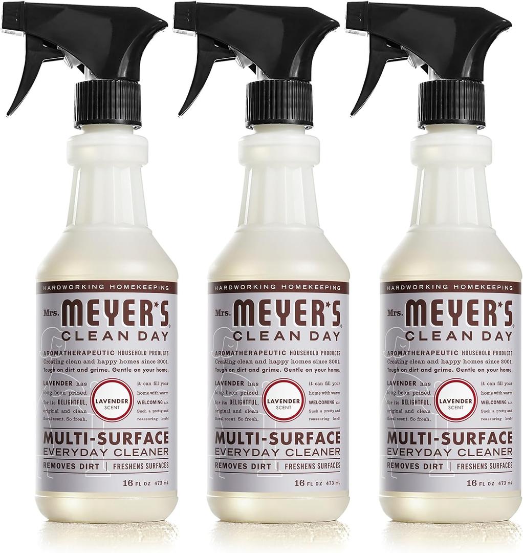 MRS. MEYER'S CLEAN DAY Multi-Surface Everyday Cleaner, Cruelty Free Formula, Lavender Scent, 16 oz- Pack of 3