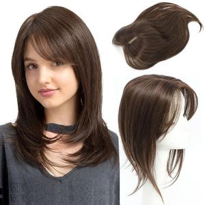18 Inch Synthetic Hair Toppers for Women with Thinning Hair, Classic Style, Light Brown, 5.5 Inch Base, 20% Density