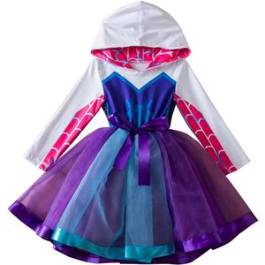 Tutu Costume for Girls Spider-Man Spider-Gwen dress Girls Cosplay dresses (6 Years, White)