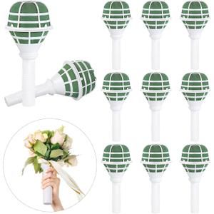 Geiserailie Wedding Bouquet Holder Bridal Bouquet Holders for Artificial Flowers Foam Bouquet Holder Handle for Weddings Flower Arrangement Gardening Supplies (10 Pieces)