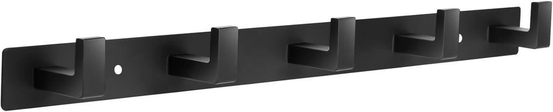 Coat Rack Wall Mount, Metal Coat Hanger with 5 Hooks, Heavy Duty, Black, 2 Pcs