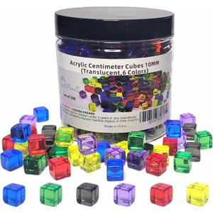 240 Pieces Centimeter Cubes, Counting/Sorting Toy,Plastic Math Cubes,Early Development Activity Games with Portable Box (Translucent,6 Colors)