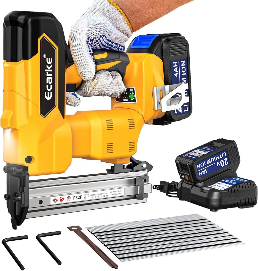 18Gauge Brad Nailer for Dewalt 20V Max Battery: 18Ga Nail Gun with 1000 Nials - Portable Professional Heavy Duty Punch Framing Nailer Gun,Nail Point Tools for Wood Workpieces For DIYer