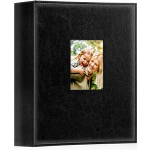 Ywlake Photo Album 4x6 400 Pockets, Leather Photo Albums Holds 400 Vertical Pictures Only Black