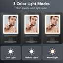 Heated Shower Mirror Fogless for Shaving, 3 Colors Stepless Dimmable Lights Fogless Mirror for Shower, Rechargeable Anti Fog Shaving Mirror for Shower with Razor Holder for Men, Light Memory Function