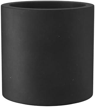 Kante 12.6" Dia Round Concrete Planter, Modern Style Large Cylindrical Plant Pot with Drainage Hole and Rubber Plug for Indoor Outdoor Patio, Black
