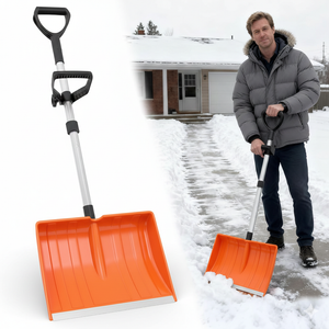 Snow Shovel for Driveway, 48 Inch Winter Snow Removal with Plastic Double Handle, Ergonomic Lightweight Snow Shovel for Home Sidewalk Garden Car Garage Outdoor