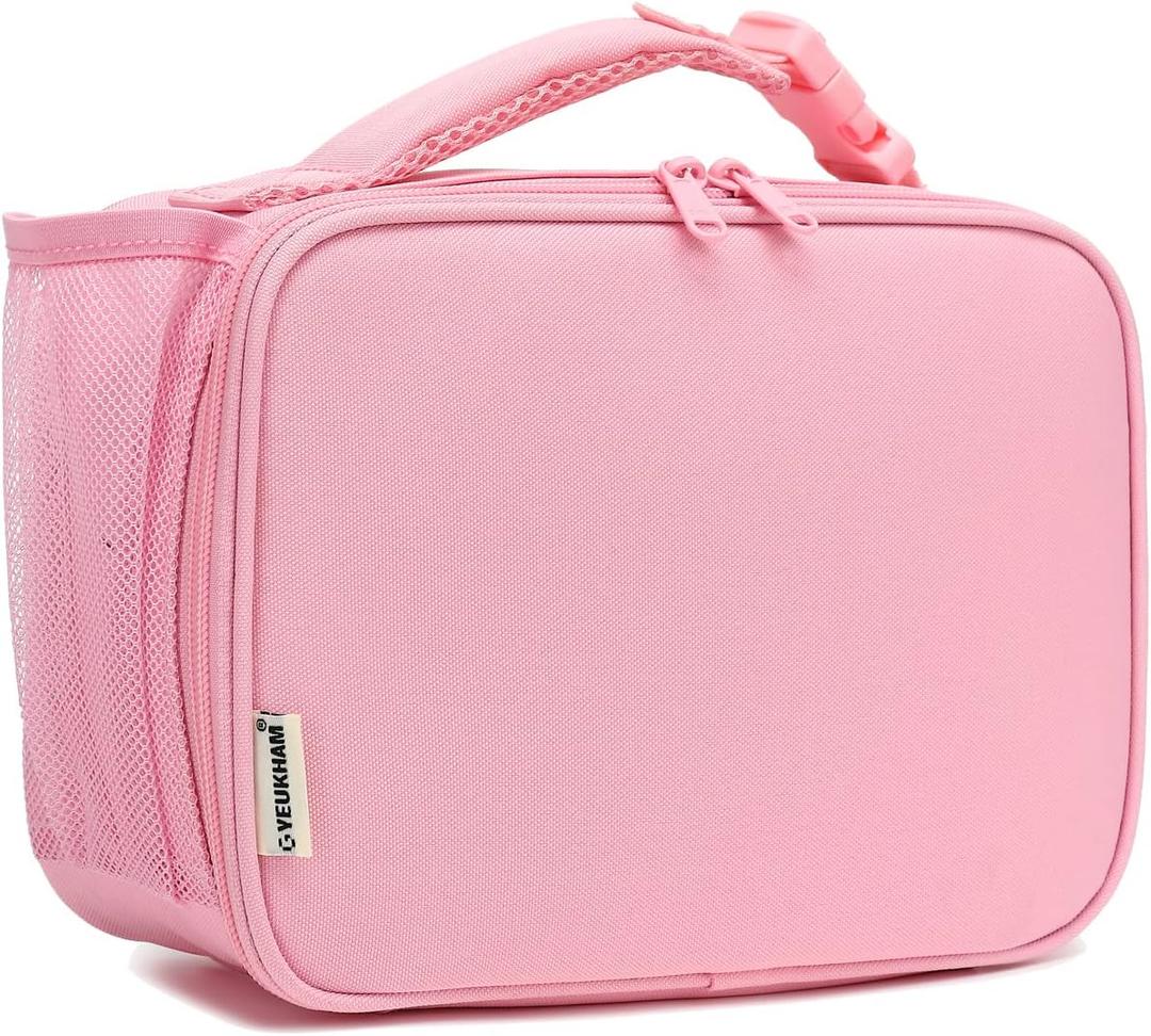 Insulated Lunch Box for School, Thermal Reusable Durable Freezable Lunch Bags for Kids Boys Girls Men Women - Small Soft Cooler Portable Lunch Tote Kit for Work Picnic Travel,Pink