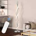 ADISUN 40W LED Modern Floor Lamp Remote Control Dimmable Spiral Floor Lamp Indoor Tall Lamp Floor Lamps for Living Rooms Family Rooms Bedrooms Offices Lighting (Silver)