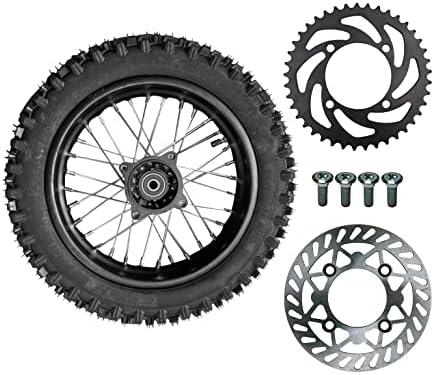 12" Rear Rim Wheel Disk Brake 80/100-12 Tire Tube Apollo SSR 50cc 125cc XR CRF Dirt Pit Bike Tao Kayo TSD 110 TD 125 15mm Axle With Brake Rotor and 428 41T Sprocket (12 inch)