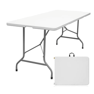 Folding Table 6ft Portable Heavy Duty Plastic Fold-in-Half Utility Foldable Table Plastic Dining Indoor Outdoor for Camping, Picnic and Party, White Folding Table 6ft Portable Heavy Duty Plastic Fold-in-Half Utility Foldable Table Plastic Dining Indoor Outdoor for Camping, Picnic and Party, White