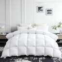 L LOVSOUL Goose Down Fiber Comforter King Size, 850+ Fill Power Hotel Style Bedding Comforter, 1200TC, Fluffy Ultra Soft All Season White Duvet Insert with 8 Corner Tabs (King(106x90inches))