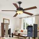 Fanbulous 56" Vintage Ceiling Fan with Light, Retro Ceiling Fan with Dimmable LED Light, Remote/APP Control,5 Dual Finish Blades,6-Speed Traditional ceiling fan for Bedroom, Living Room,Indoor&Outdoor