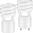 Kittmip 2 Pcs 13W 120v 60Hz GU24 CFL LED Light Bulbs 2 Prong Base T3 3500K 900lm Warm White Fluorescent Light Spiral Compact Fluorescent Bulbs