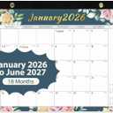 5 x Desk Calendar 2026, Monthly Desktop Large Calendar (Jan 2026 - Jun 2027) 17" x 12" Desk Wall Planner for Family Teacher School Office Supplies, Vintage Floral